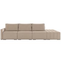 Sofá Ilha Modular Com Puff Para Sala Living 342cm Georgia K04 Veludo Bege - Mpozenato - 5