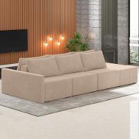 Sofá Ilha Modular Com Puff Para Sala Living 342cm Georgia K04 Veludo Bege - Mpozenato - 8