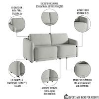 Sofá Cama Casal Para Sala 176cm Polska K04 Linho Cinza - Mpozenato - 3