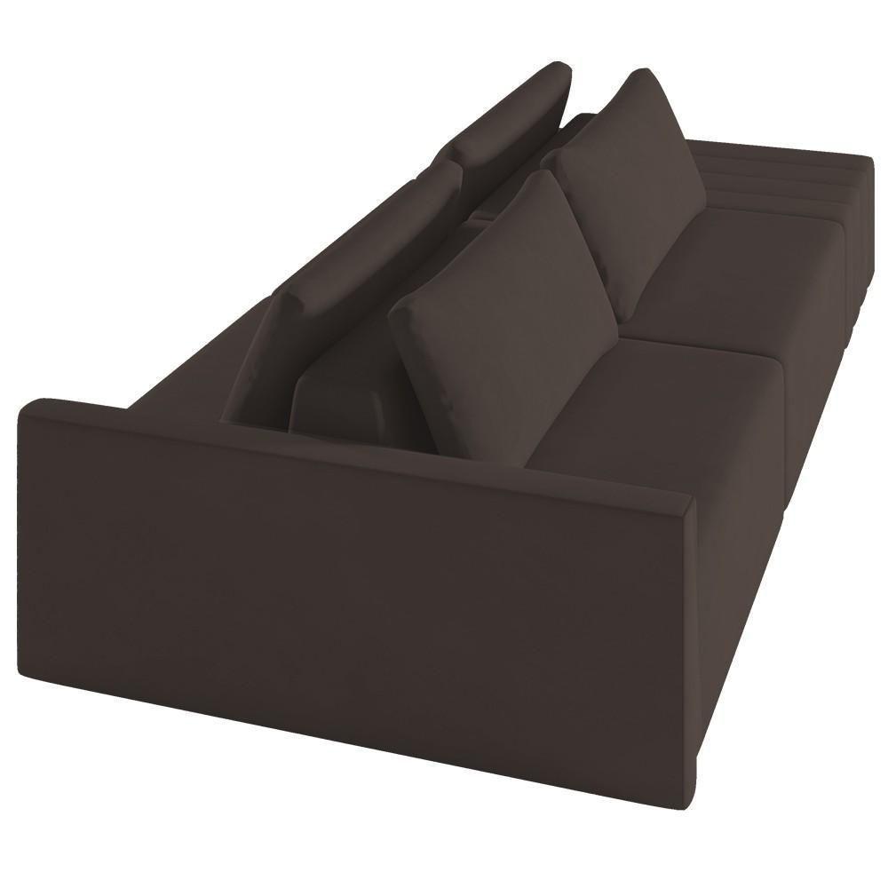 Sofá Ilha Modular Com Puff Para Sala Living 232cm Georgia K04 Veludo Marrom - Mpozenato - 8