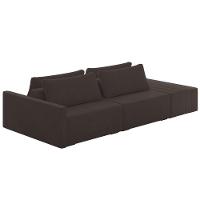 Sofá Ilha Modular Com Puff Para Sala Living 232cm Georgia K04 Veludo Marrom - Mpozenato - 1