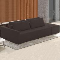 Sofá Ilha Modular Com Puff Para Sala Living 232cm Georgia K04 Veludo Marrom - Mpozenato - 2