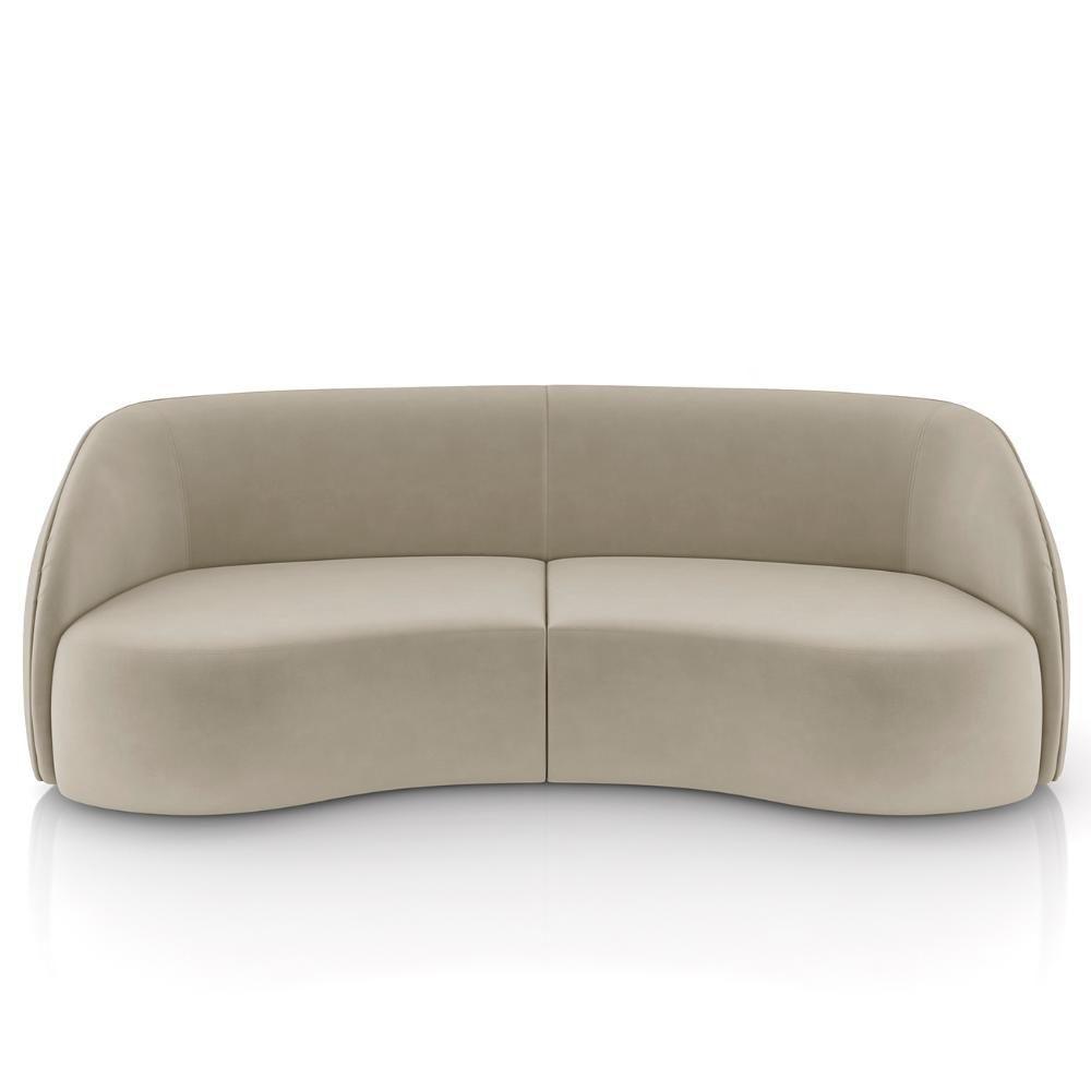 Sofá 3 Lugares 240cm Orgânico Zion M22 Veludo Bege - Mpozenato - 6