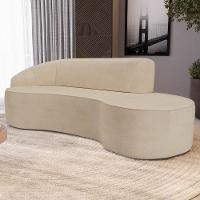 Sofá Living 3 Lugares 230cm Braço Esquerdo Mozart D06 Linho Bege Escuro - Mpozenato - 2