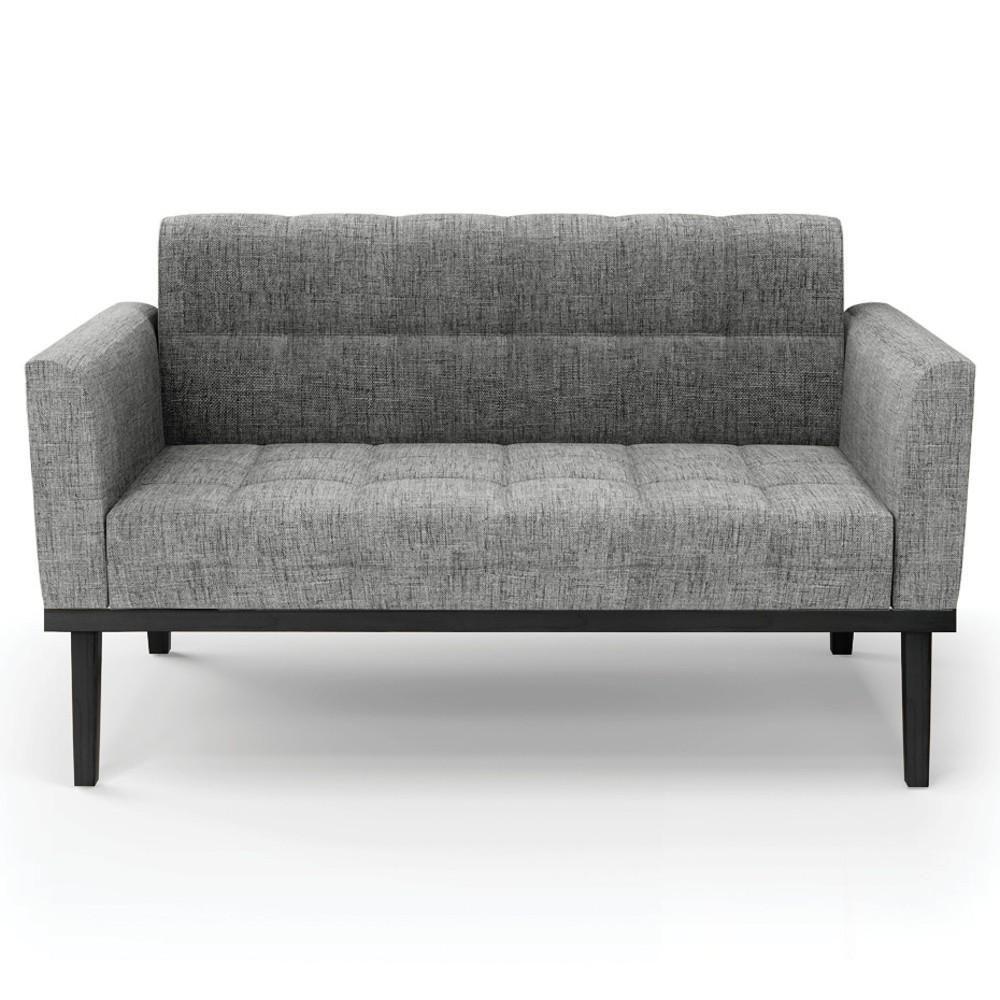 Sofá Namoradeira E 2 Poltronas Base Madeira Preto Ana Linho Grafite - Ibiza - 8