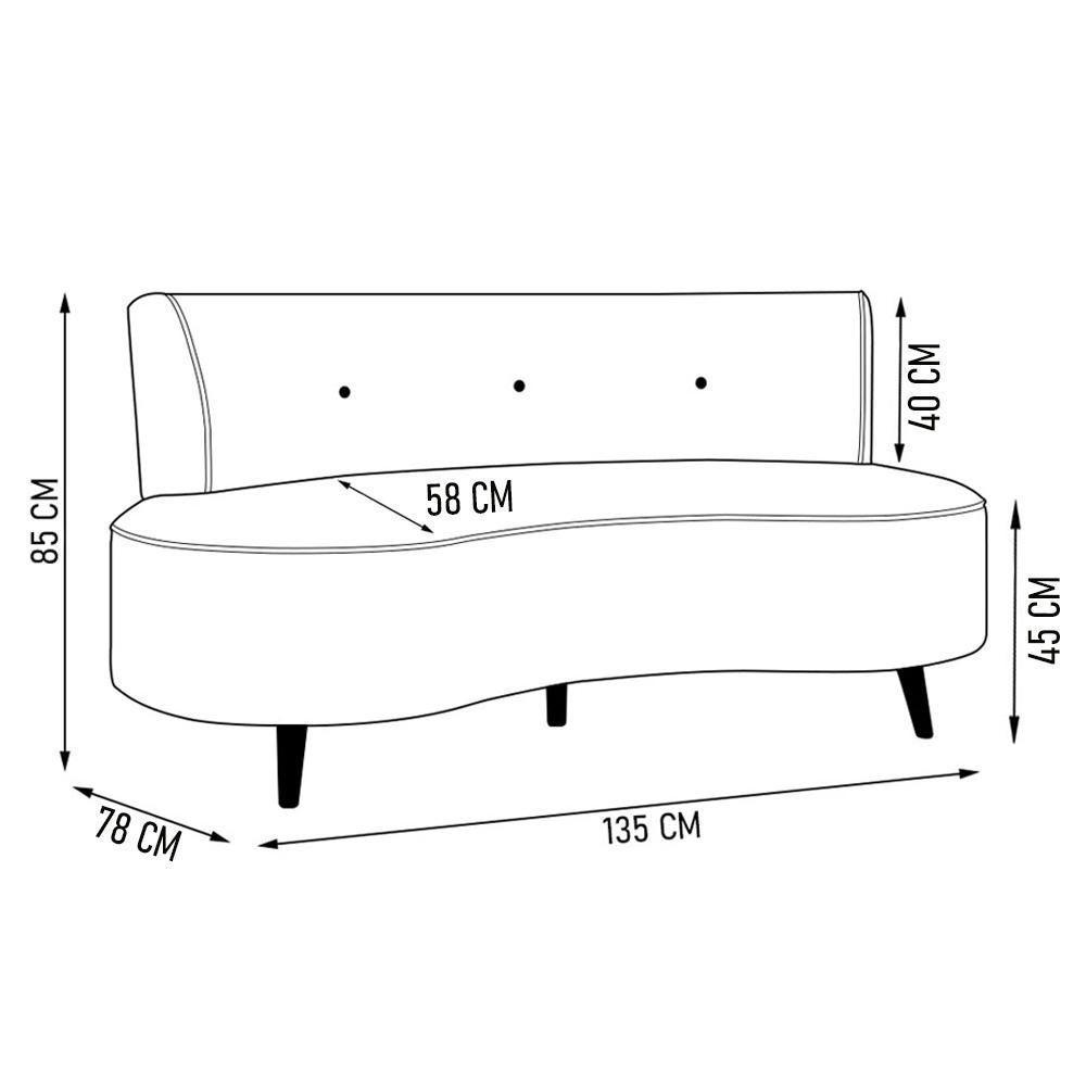 Sofá 2 Lugares Para Sala Living 135cm Pés Palito Korah K04 Veludo Cinza Escuro - Mpozenato - 7