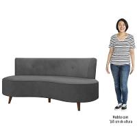 Sofá 2 Lugares Para Sala Living 135cm Pés Palito Korah K04 Veludo Cinza Escuro - Mpozenato - 2