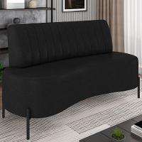 Sofá 2 Lugares 160cm Pés Aço Preto Tamar K04 Sintético Preto - Mpozenato - 2