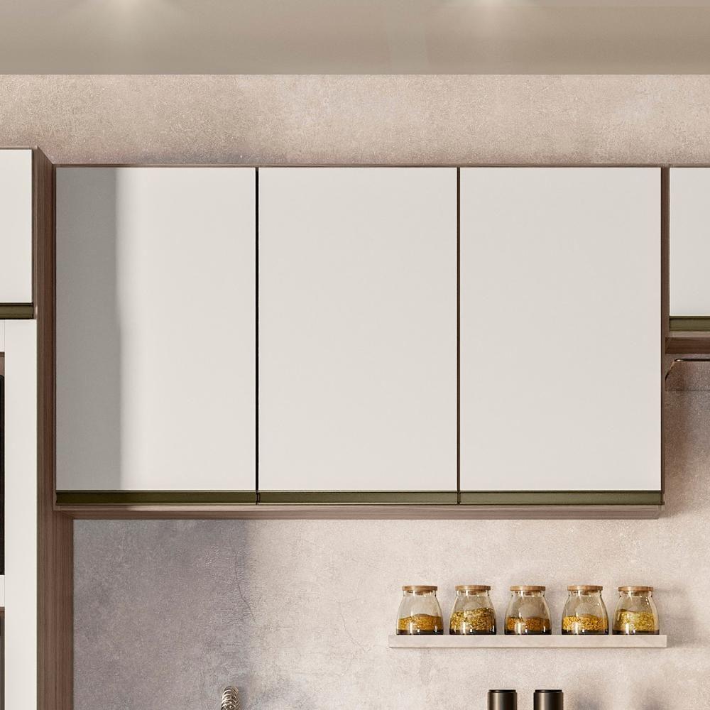 Armário De Cozinha Aéreo 120cm Maly N03 Carvalho/off White - Mpozenato - 2