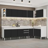 Armário De Cozinha Modulado De Canto 7 Peças Cp35 Balcão Com Tampo Branco/preto - Lumil - 2