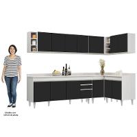 Armário De Cozinha Modulado De Canto 7 Peças Cp35 Balcão Com Tampo Branco/preto - Lumil - 5