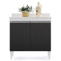 Armário De Cozinha Modulado De Canto 7 Peças Cp35 Balcão Com Tampo Branco/preto - Lumil - 9