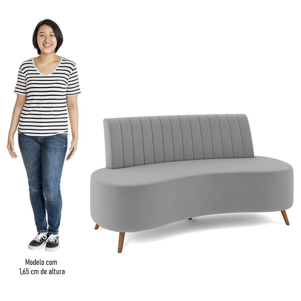 Sofá 2 Lugares Para Sala Living 135cm Pés Palito Tamar K04 Veludo Cinza - Mpozenato - 5