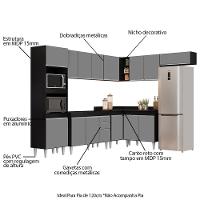 Armário De Cozinha Modulada De Canto 8 Peças Cp01 Balcão Preto/cinza - Lumil - 3