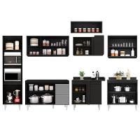 Armário De Cozinha Modulada De Canto 8 Peças Cp01 Balcão Preto/cinza - Lumil - 5