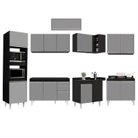 Armário De Cozinha Modulada De Canto 8 Peças Cp01 Balcão Preto/cinza - Lumil - 6