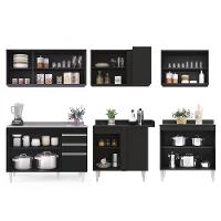 Armário De Cozinha Modulado De Canto 6 Peças Cp30 Com Pia Inox Preto - Lumil - 2
