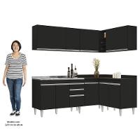 Armário De Cozinha Modulado De Canto 6 Peças Cp30 Com Pia Inox Preto - Lumil - 9