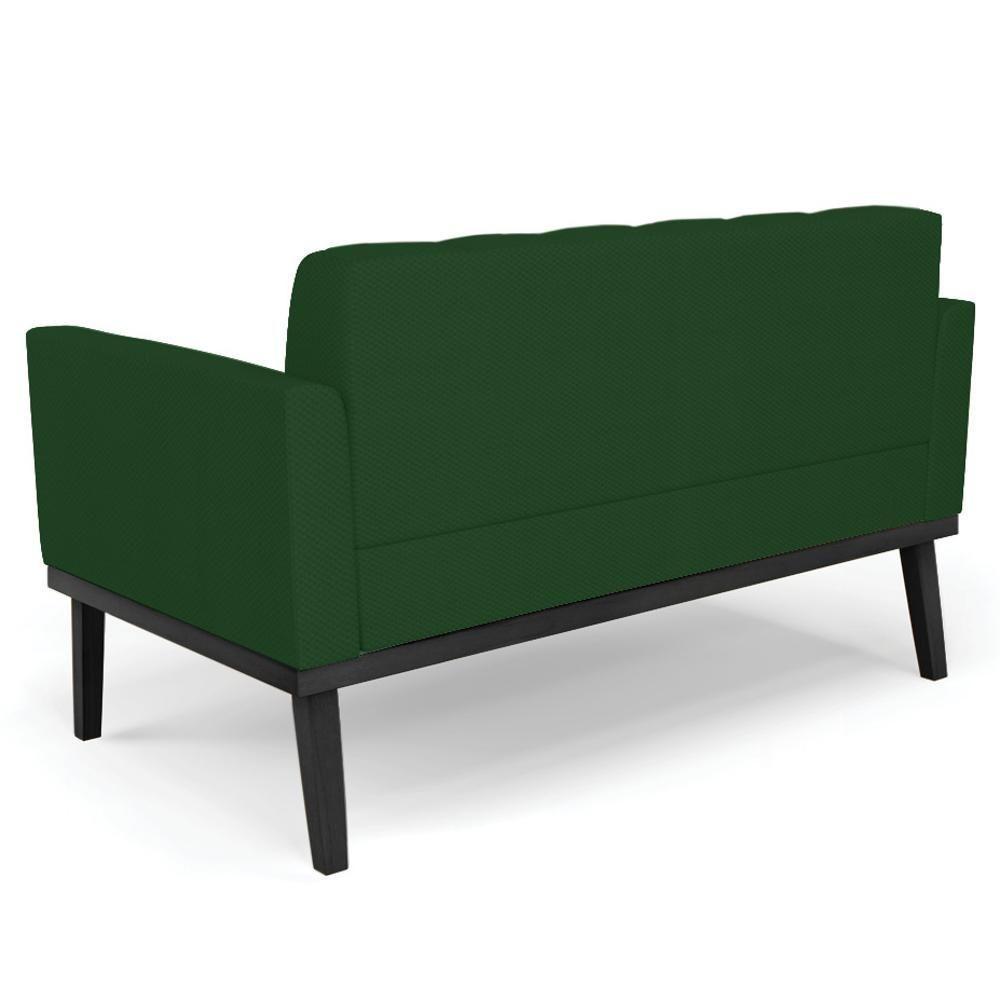 Sofá Namoradeira E 2 Poltronas Base Madeira Preto Ana Veludo Luxo Verde - Ibiza - 9