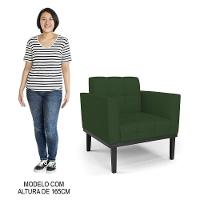 Sofá Namoradeira E 2 Poltronas Base Madeira Preto Ana Veludo Luxo Verde - Ibiza - 7