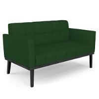 Sofá Namoradeira E 2 Poltronas Base Madeira Preto Ana Veludo Luxo Verde - Ibiza - 10