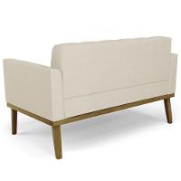 Sofá Namoradeira E 2 Poltronas Base Madeira Castanho Ana Veludo Luxo Off White - Ibiza - 8