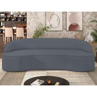 Sofá 4 Lugares Para Sala De Estar Living 230cm Theo D06 Linho Mescla Chumbo - Mpozenato