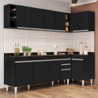 Armário De Cozinha Modulado De Canto Esquerdo 5 Peças Cp53 Balcão Com Tampo Preto - Lumil - 2