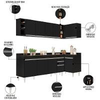 Armário De Cozinha Modulado De Canto Esquerdo 5 Peças Cp53 Balcão Com Tampo Preto - Lumil - 3