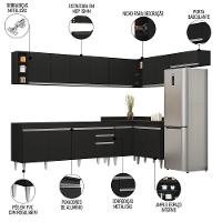 Armário De Cozinha Modulado De Canto 8 Peças Cp25 Balcão Sem Tampo Preto - Lumil - 3