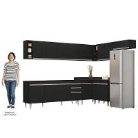 Armário De Cozinha Modulado De Canto 8 Peças Cp25 Balcão Sem Tampo Preto - Lumil - 5