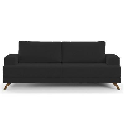 Sofá 3 Lugares 200cm Living Pés Curvos Santi D05 Suede Preto - Mpozenato