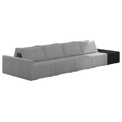 Sofá Ilha Modular Living Com Puff 392cm Georgia K04 Bouclê Grafite/preto - Mpozenato