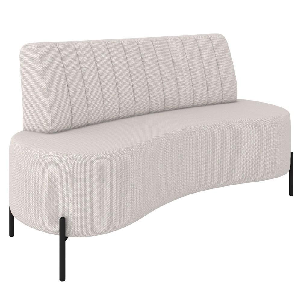 Sofá 2 Lugares 135cm Pés Aço Preto Tamar K04 Linho Bege - Mpozenato - 1