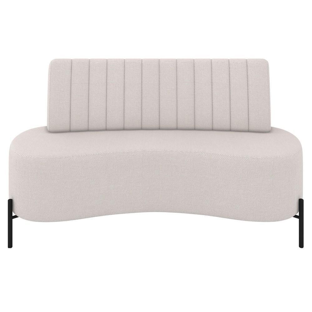 Sofá 2 Lugares 135cm Pés Aço Preto Tamar K04 Linho Bege - Mpozenato - 5
