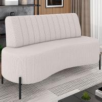 Sofá 2 Lugares 135cm Pés Aço Preto Tamar K04 Linho Bege - Mpozenato - 2