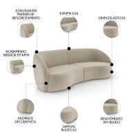 Sofá 4 Lugares 318cm Orgânico Zion M22 Veludo Bege - Mpozenato - 3