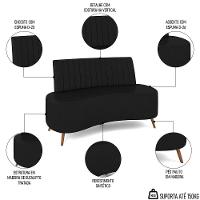 Sofá 2 Lugares Para Sala Living 160cm Pés Palito Tamar K04 Sintético Preto - Mpozenato - 3