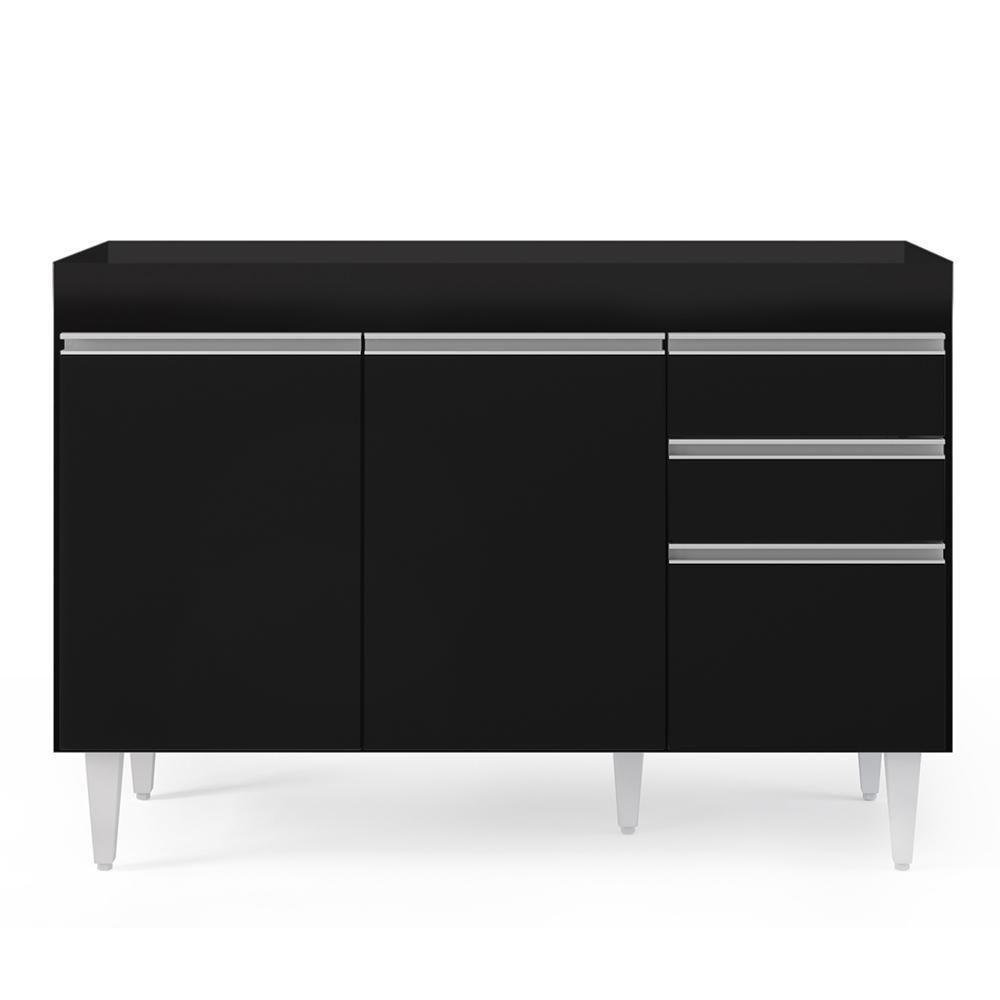 Armário De Cozinha Modulado De Canto Esquerdo 4 Peças Cp46 Balcão Sem Tampo Preto - Lumil - 9