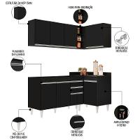 Armário De Cozinha Modulado De Canto Esquerdo 4 Peças Cp46 Balcão Sem Tampo Preto - Lumil - 6