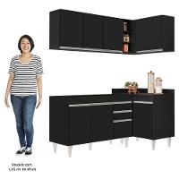 Armário De Cozinha Modulado De Canto Esquerdo 4 Peças Cp46 Balcão Sem Tampo Preto - Lumil - 8