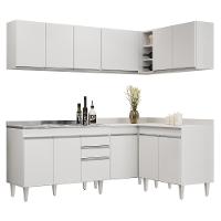 Armário De Cozinha Modulado De Canto 6 Peças Cp30 Com Pia Inox Branco - Lumil - 1
