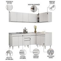 Armário De Cozinha Modulado De Canto 6 Peças Cp30 Com Pia Inox Branco - Lumil - 3