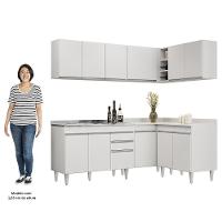 Armário De Cozinha Modulado De Canto 6 Peças Cp30 Com Pia Inox Branco - Lumil - 5