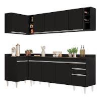 Armário De Cozinha Modulado De Canto Direito 5 Peças Cp44 Balcão Com Tampo Preto - Lumil - 1