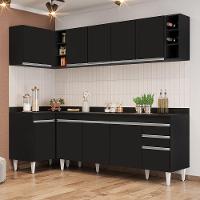 Armário De Cozinha Modulado De Canto Direito 5 Peças Cp44 Balcão Com Tampo Preto - Lumil - 2