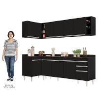 Armário De Cozinha Modulado De Canto Direito 5 Peças Cp44 Balcão Com Tampo Preto - Lumil - 5