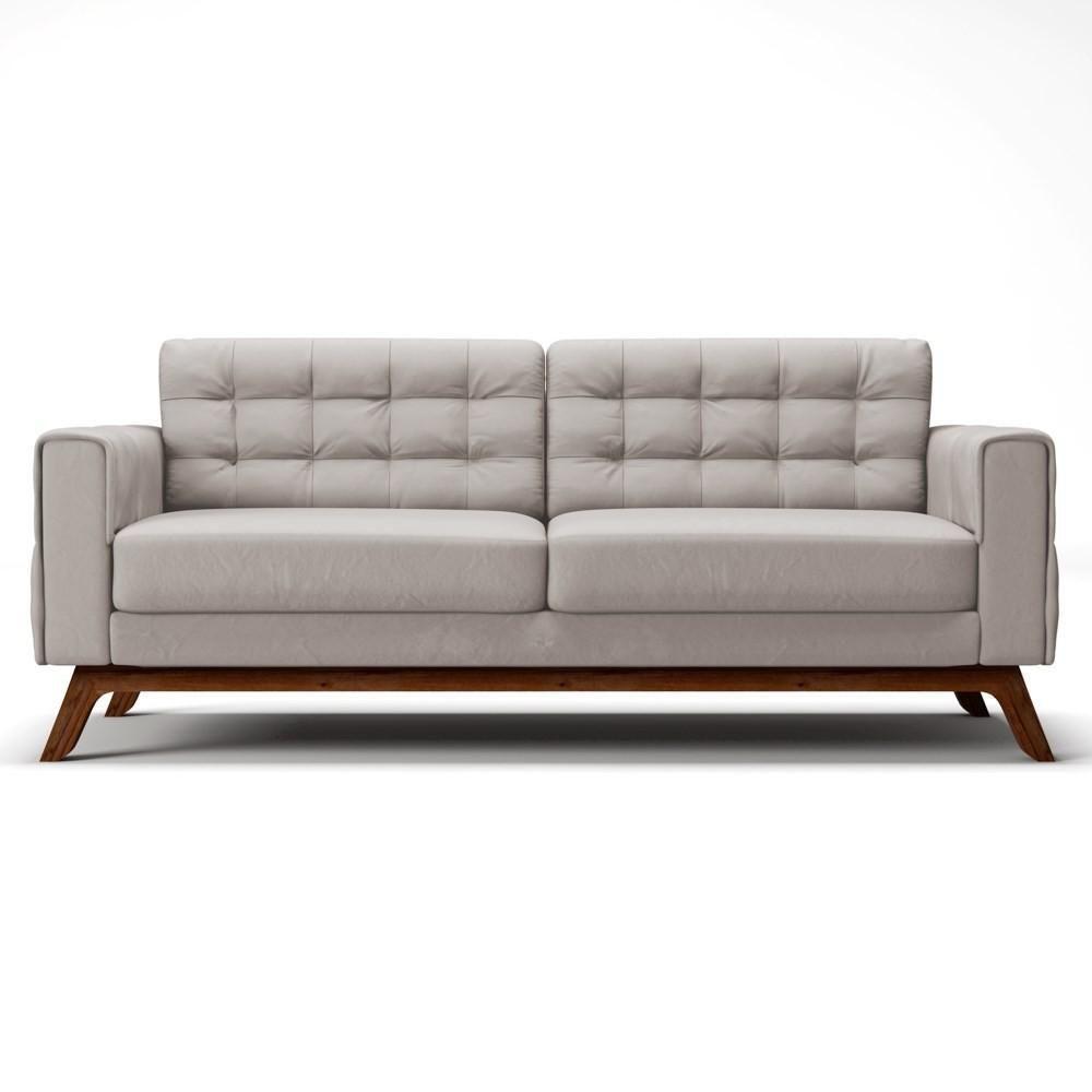 Sofá 230 Cm 3 Lugares Sandero C-309 Veludo Bege Claro - Domi - 3