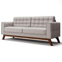 Sofá 230 Cm 3 Lugares Sandero C-309 Veludo Bege Claro - Domi - 1