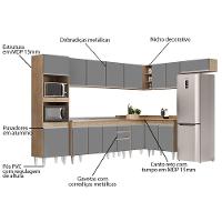 Armário De Cozinha Modulada De Canto 8 Peças Cp09 Balcão Com Pia Inox Castanho/cinza - Lumil - 3